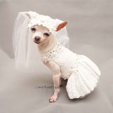 Dog Wedding Dress with Veil, Pet Wedding Ring Bearer Df166 by Myknitt