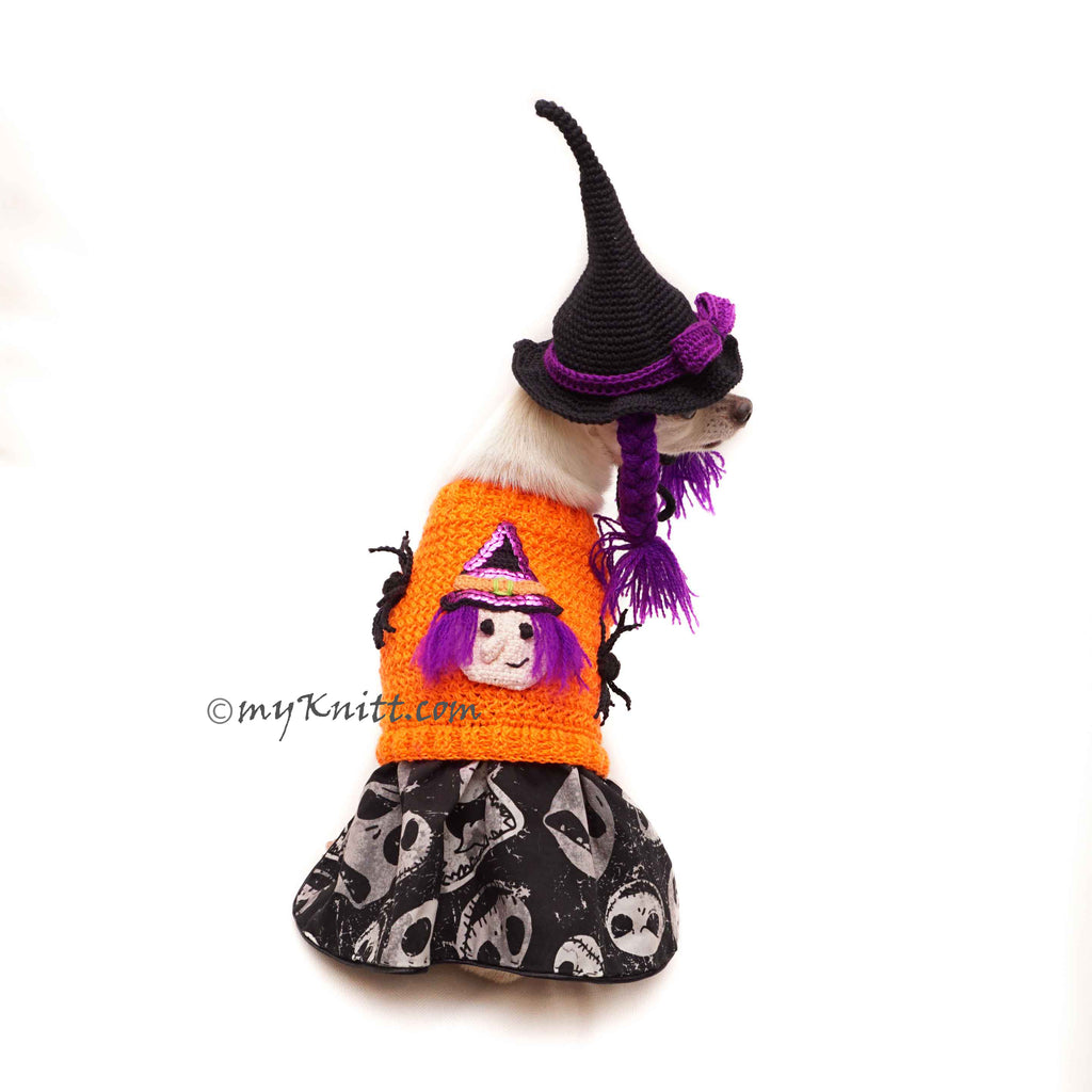 Cute Dog Clothes Witch Halloween, Witch Dog Hat Crochet DF168 Myknitt