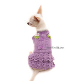 Purple Flower Crochet Dog Dress Lace DF176 Myknitt