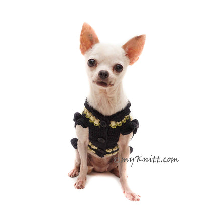 Black Dress for Pets Unique Handmade Crochet Myknitt 