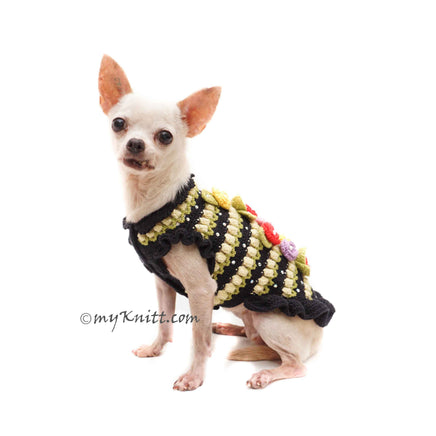 Rosebuds Crochet Dog Dress with Crystal by Myknitt