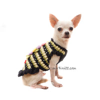 Fancy Designer Dog Clothes by Myknitt Black Dress Full of Crystal 