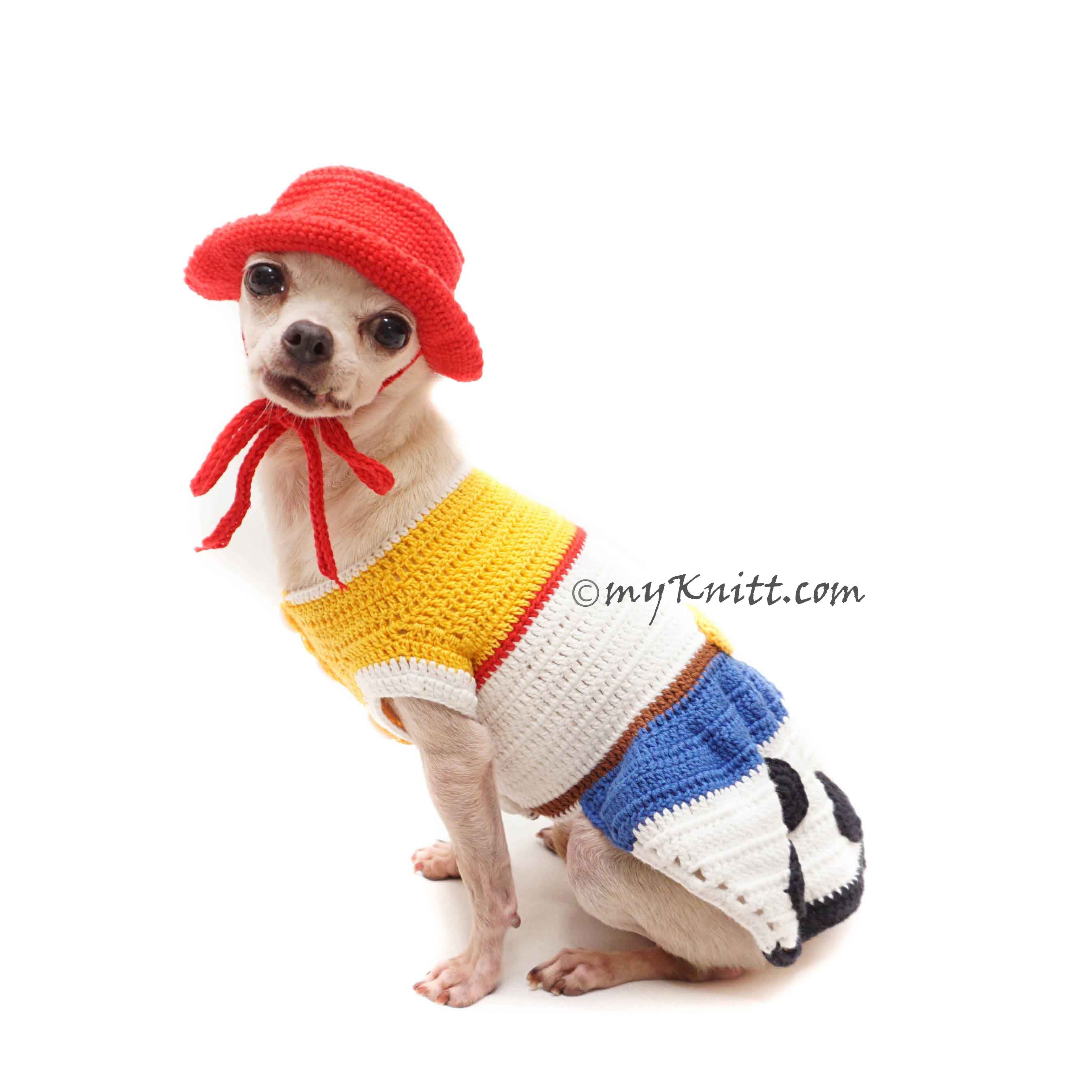 toy story cowboys costume for dogs cats, myknitt designer dog clothes 