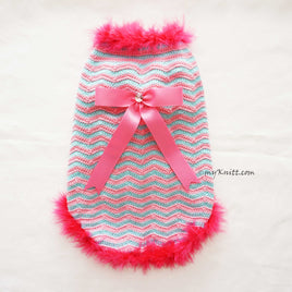 Pink Blue Dog Dress Fur, Dog Dress Wavy Crochet Pattern DF196 Myknitt