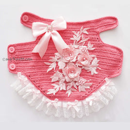 Pink Dog Dress Girly Lace Victorian, Crochet Dog Dress Lace DF198 Myknitt