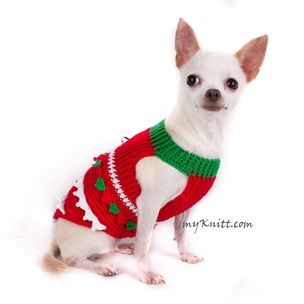 Christmas Tree Chihuahua Clothes Crochet Dog Sweater DF1