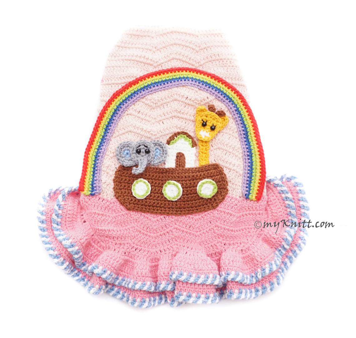 Pink Noah Ark Ornaments Crochet Dog Clothes Girl DF209 Myknitt 