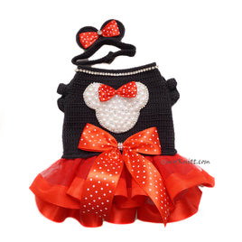 Minnie Dress Costume Handmade Crochet Pearls
