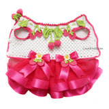 Pink Strawberry Dog Dress Crochet, Strawberry Dog Dress Tutu DF220 Myknitt