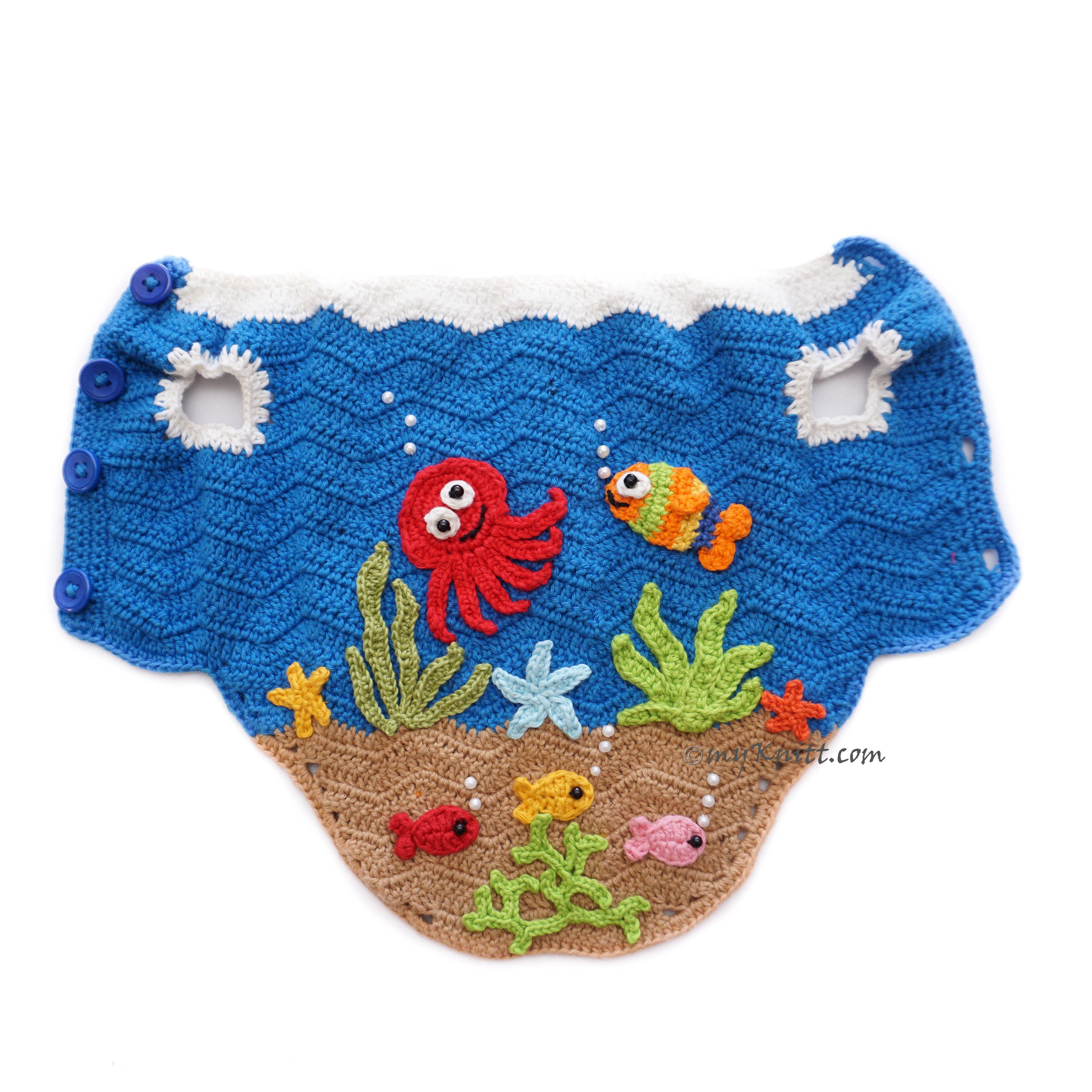Under The Sea Crochet Dog Costume, Ocean Themed Pet Costume Party DF222 Myknitt
