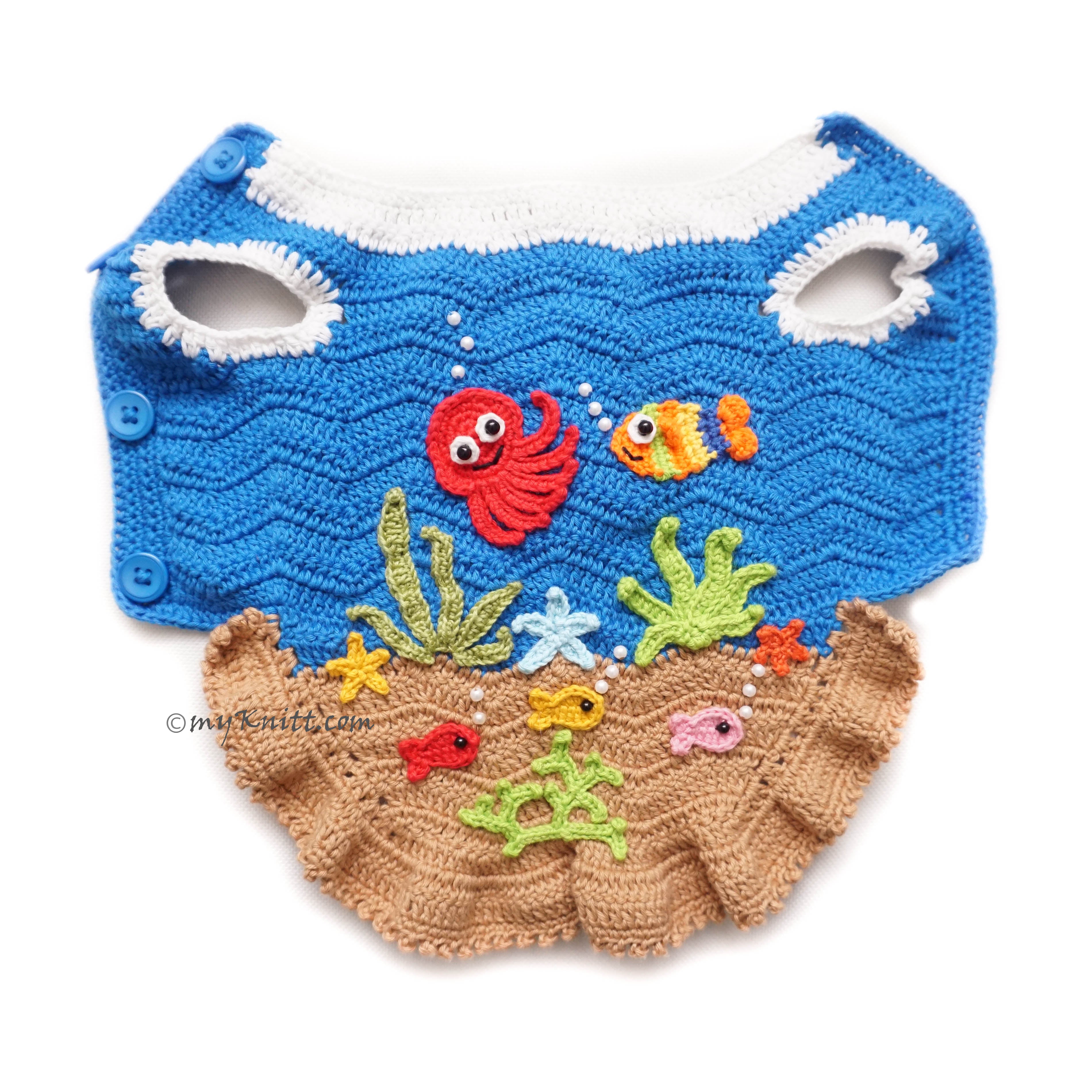 Sea Underwater Diving Themed Party Pet Dress Costume Crochet DF226 Myknitt