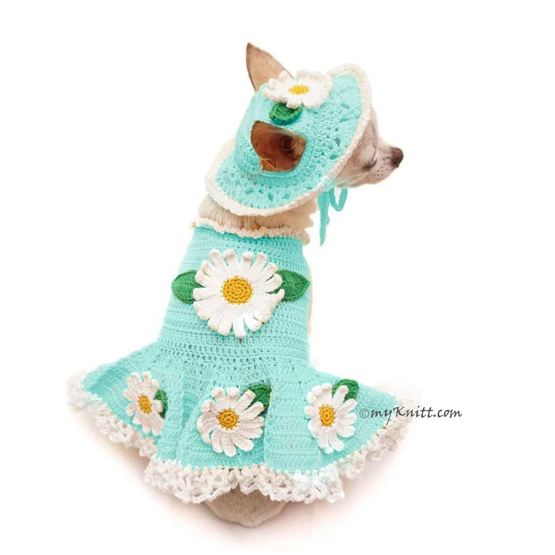 Sunflower Dress Crochet Dog Sun Hat Sunflower Crochet DF229 Myknitt 