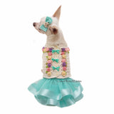 Tiffblue Tutu Summer Dog Dress with Crochet Rose Hair Accessories DF257 Myknitt