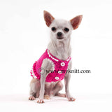 Pink Ruffle Dog Dresses White Princess Pet Costumes Hand Crochet DF44