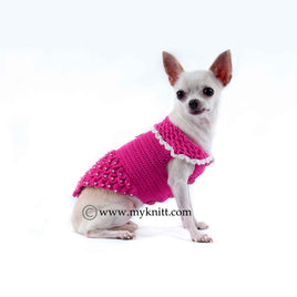 Pink Princess Dog Dress Crochet with Pearls DF46