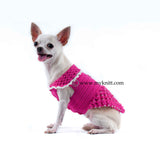 Pink Princess Dog Dresses with Pearls Crocodile Handmade Crochet DF46