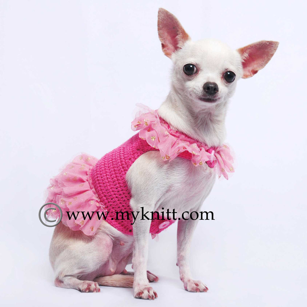 Barbie Chihuahua Clothes Ballerina Pink Dog Dresses Crochet  DF50