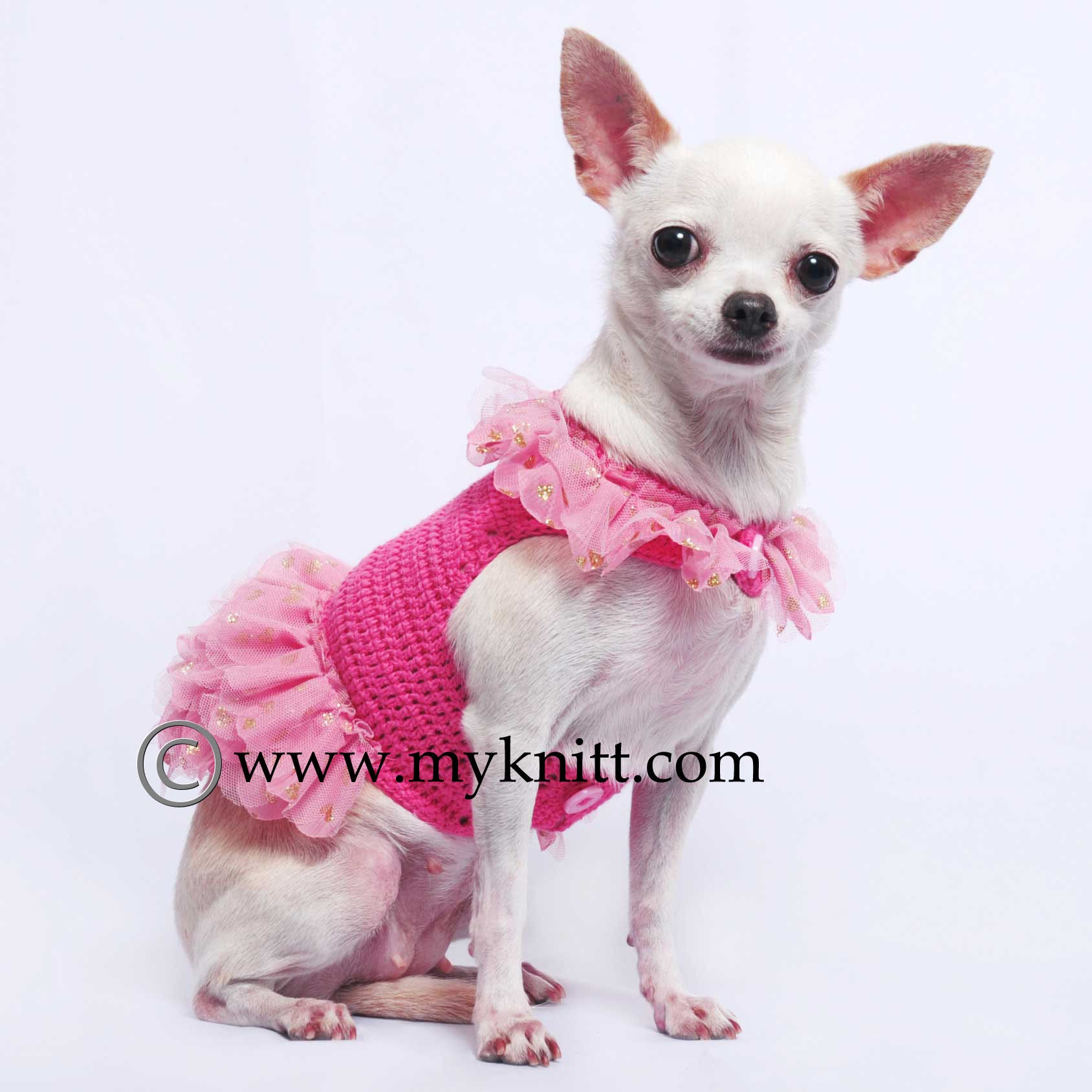 Barbie Ballerina Pink Dog Dresses Crochet DF50 Myknitt Custom Dog Clothes|  myknitt