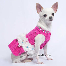 Pink Dog Dresses Bling-Bling Crystal Flowers DF51