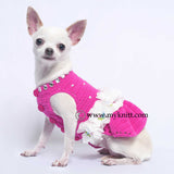 Pink Dog Dresses with Bling-Bling Crystal and Flowers Crochet DF51