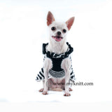 Black and White Dog Dresses with Lace Bow Handmade Crochet DF54
