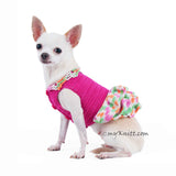 Pink Rainbow Dog Dress Cute Chihuahua Clothes with Wavy Skirts DF72