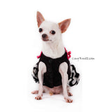 Black and White Dog Ruffle Dress with Cute Pink Bows DF74 by Myknitt (1)