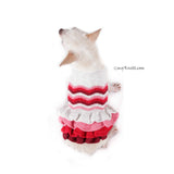 Pink Bohemian Dog Dress Ruffle Wavy Crochet DF75 by Myknitt (3)