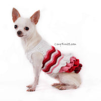 Pink Bohemian Dog Dress Ruffle Wavy Crochet DF75 by Myknitt (2)