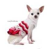Pink Bohemian Dog Dress Ruffle Wavy Crochet DF75 by Myknitt
