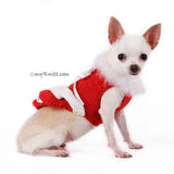Red and White Fur Dog Dress Santa Girl For Christmas DF76 by Myknitt (2)