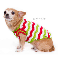 Casual Christmas Dog Clothes Red Green White Wavy Crochet DF79