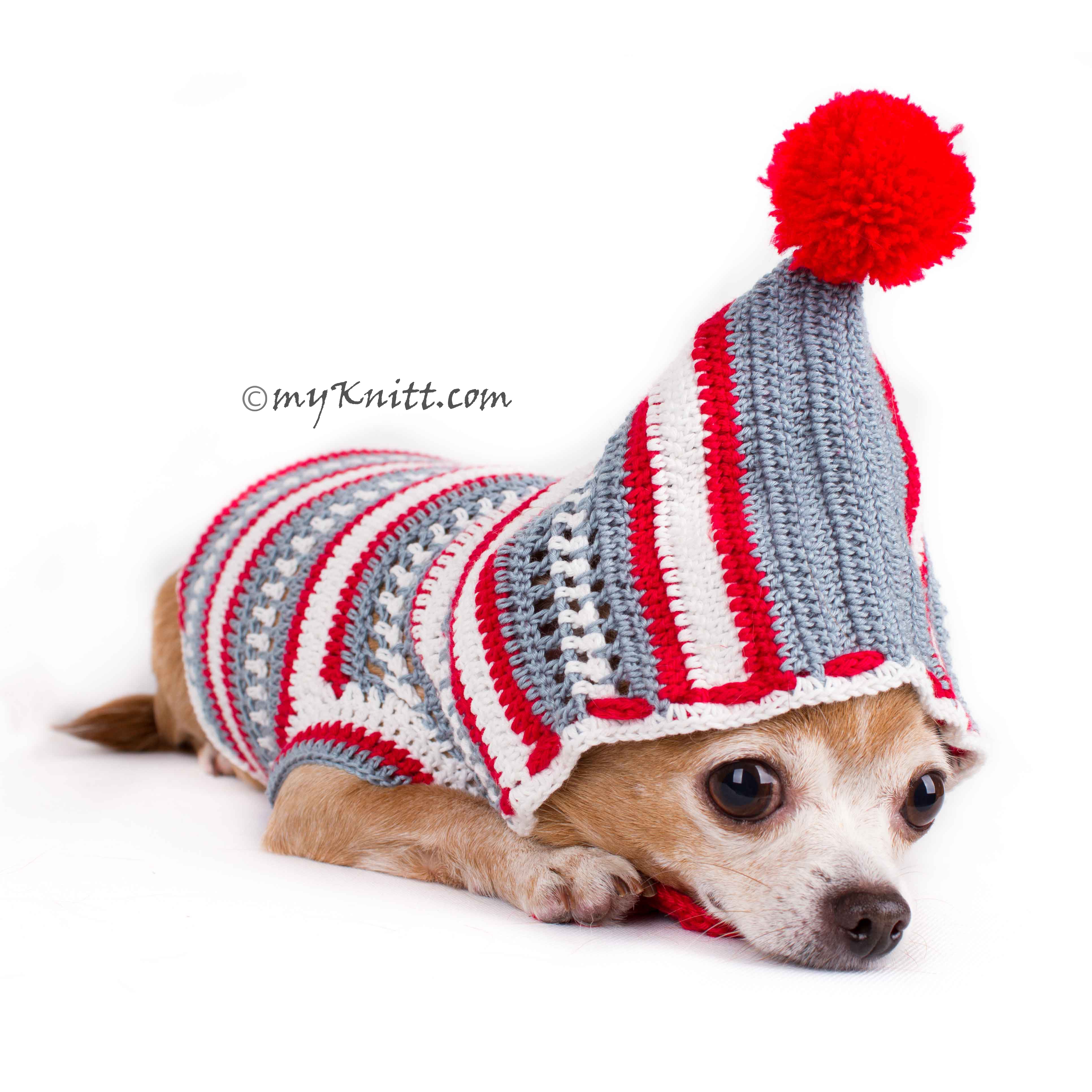 Christmas Dog Hoodie Cute Yorkshire Clothes for Holiday Season DF80 by Myknitt