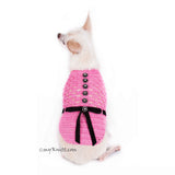 Beautiful Pink Dog Dress with Black Ribbon and Crystal Apparel DF84 by Myknitt