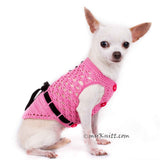 Beautiful Pink Dog Dress with Black Ribbon and Crystal Apparel DF84 by Myknitt (2)