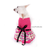Beautiful Pink Dog Dress Black Ribbon Crocheted Ruffle Skirts DF86 by Myknitt (1)