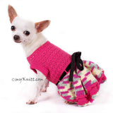 Beautiful Pink Dog Dress Black Ribbon Crocheted Ruffle Skirts DF86 by Myknitt (3)