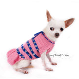 Pink Blue Summer Dog Dress Handmade Crochet with Crystal Flower DF87 by Myknitt (1)