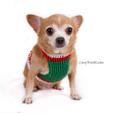 Christmas Dog Clothes Harness with Red and Green Pearls DF8 by Myknitt