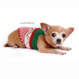 Christmas Dog Clothes Harness with Red and Green Pearls DF8 by Myknitt (3)