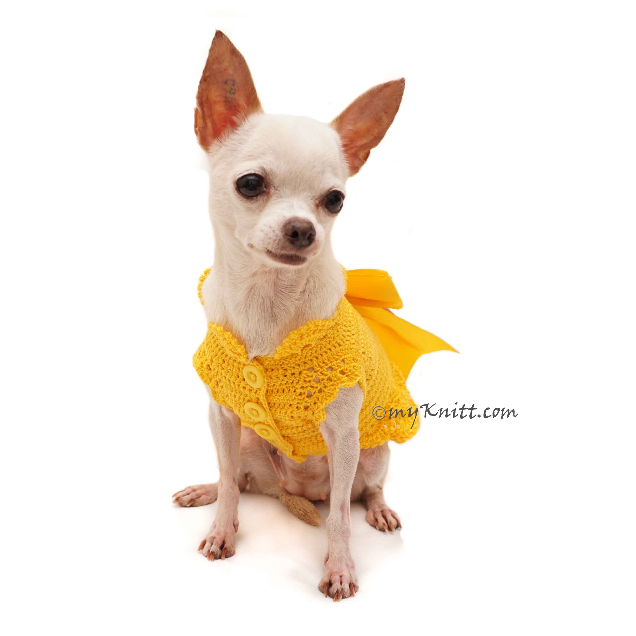 Yellow Victorian Ruffled Dog Dress Elegant Pet Costume DF92 by Myknitt| myknitt Yellow Victorian Ruffled Dog Dress Elegant Pet Costume DF92 by Myknitt| myknitt