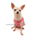 Pink Peach Dog Dress with Bow and Pearls Girly Elegant Pet Dress DF93 by Myknitt (1)