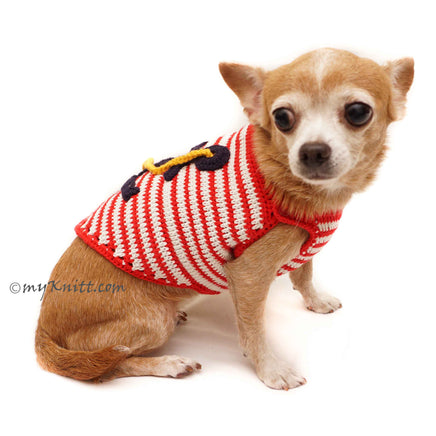 Captain Marine Dog Costume Sailor Navy Pet Clothes Crochet DF97 by Myknitt (1)