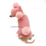 Pink Dog Clothes Bunny Pom Pom Hat Cute Knitting Pet Sweater DF99 by Myknitt (2)