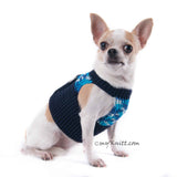 Velcro Dog Harness Blue Turquoise Choke Free Pet Collar DH46 Myknitt (1)