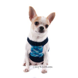 Velcro Dog Harness Blue Turquoise Choke Free Pet Collar DH46 Myknitt (2)