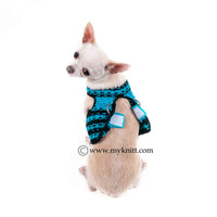 Turquoise Black Interlace Crochet Chihuahua Harness Velcro DH65