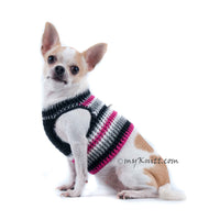 Black and Hot Pink Dog Harness Vest Soft Cotton Crochet DH68