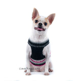 Black and Hot Pink Dog Harness Vest Soft Cotton Crochet DH68