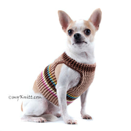 Rustic Brown Chihuahua Harness Choke Free Dog Collar DH69